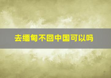 去缅甸不回中国可以吗