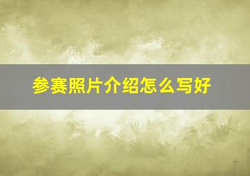 参赛照片介绍怎么写好