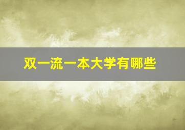 双一流一本大学有哪些