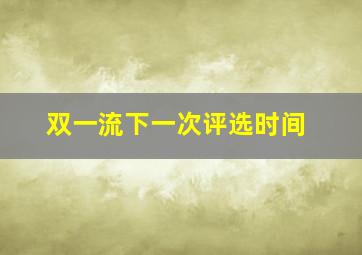 双一流下一次评选时间