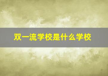 双一流学校是什么学校