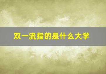 双一流指的是什么大学