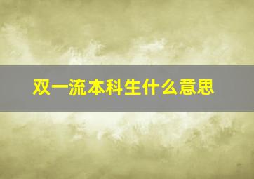 双一流本科生什么意思