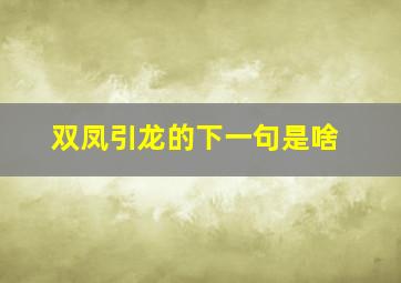 双凤引龙的下一句是啥