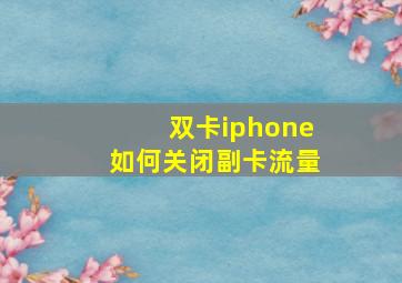 双卡iphone如何关闭副卡流量