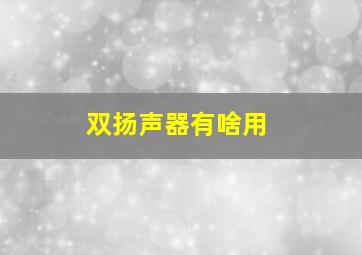 双扬声器有啥用