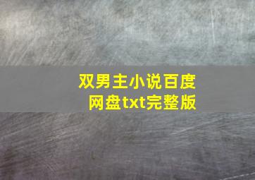 双男主小说百度网盘txt完整版