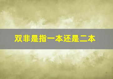 双非是指一本还是二本