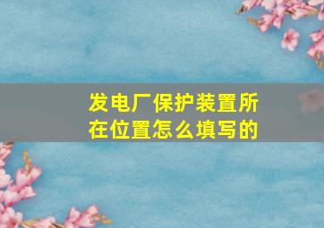 发电厂保护装置所在位置怎么填写的