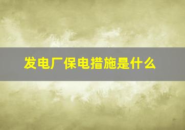 发电厂保电措施是什么