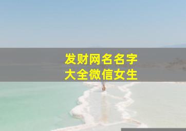 发财网名名字大全微信女生