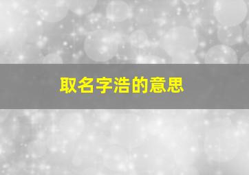 取名字浩的意思