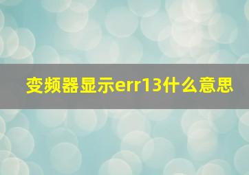 变频器显示err13什么意思