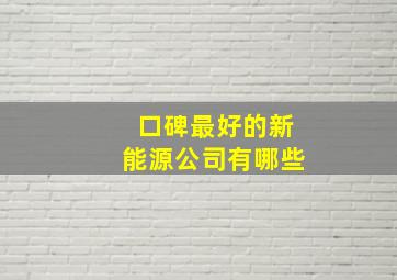 口碑最好的新能源公司有哪些