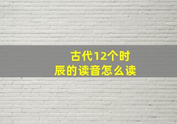 古代12个时辰的读音怎么读