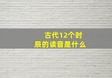 古代12个时辰的读音是什么