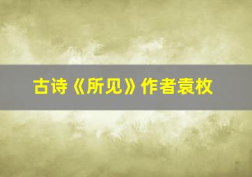 古诗《所见》作者袁枚