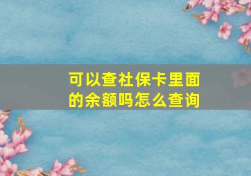 可以查社保卡里面的余额吗怎么查询