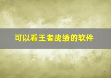 可以看王者战绩的软件