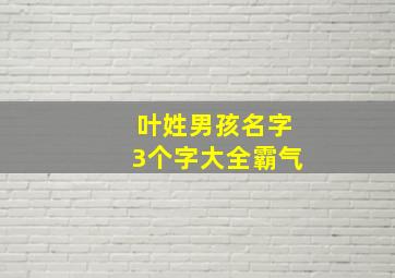 叶姓男孩名字3个字大全霸气