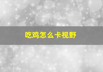 吃鸡怎么卡视野