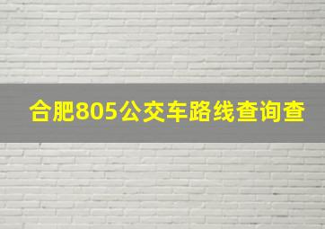 合肥805公交车路线查询查