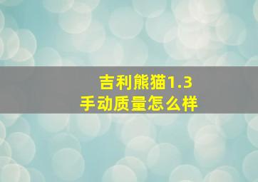 吉利熊猫1.3手动质量怎么样