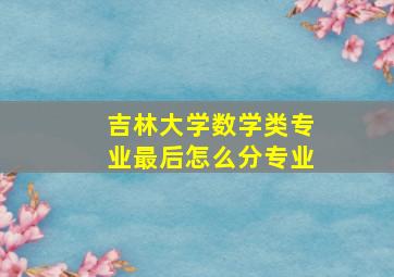 吉林大学数学类专业最后怎么分专业