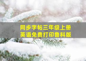 同步字帖三年级上册英语免费打印鲁科版