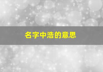 名字中浩的意思