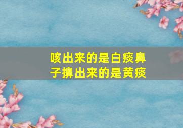 咳出来的是白痰鼻子擤出来的是黄痰