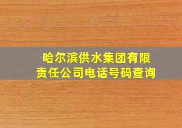 哈尔滨供水集团有限责任公司电话号码查询