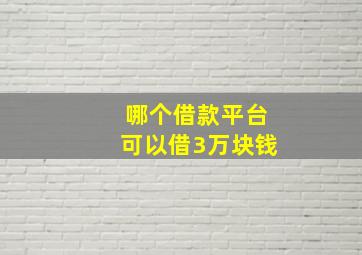 哪个借款平台可以借3万块钱