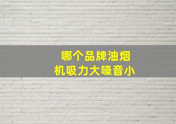 哪个品牌油烟机吸力大噪音小