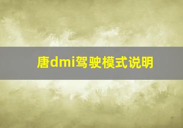 唐dmi驾驶模式说明