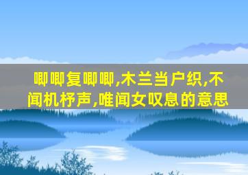 唧唧复唧唧,木兰当户织,不闻机杼声,唯闻女叹息的意思