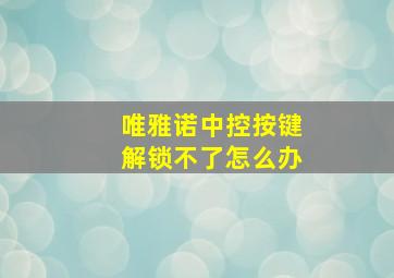 唯雅诺中控按键解锁不了怎么办