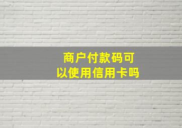 商户付款码可以使用信用卡吗