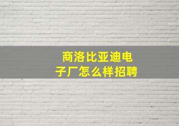 商洛比亚迪电子厂怎么样招聘