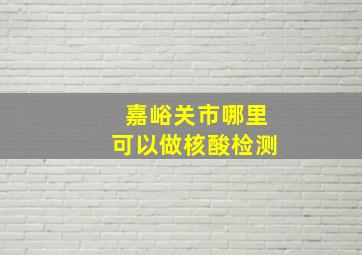 嘉峪关市哪里可以做核酸检测