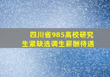 四川省985高校研究生紧缺选调生薪酬待遇