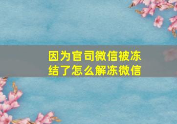 因为官司微信被冻结了怎么解冻微信