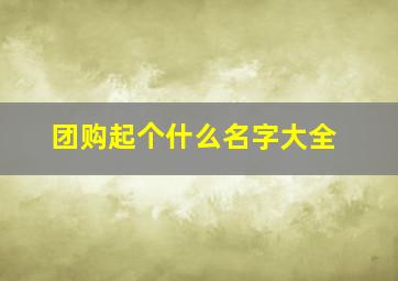 团购起个什么名字大全