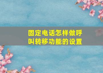 固定电话怎样做呼叫转移功能的设置