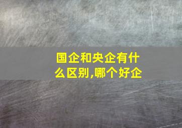 国企和央企有什么区别,哪个好企