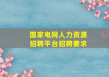 国家电网人力资源招聘平台招聘要求