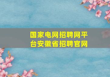 国家电网招聘网平台安徽省招聘官网