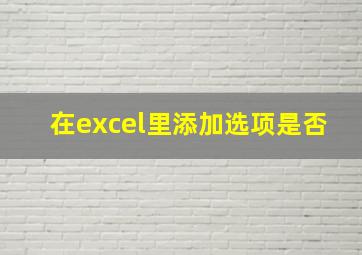 在excel里添加选项是否