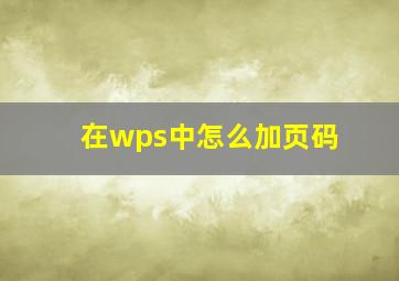 在wps中怎么加页码