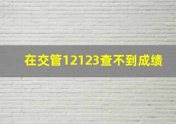 在交管12123查不到成绩